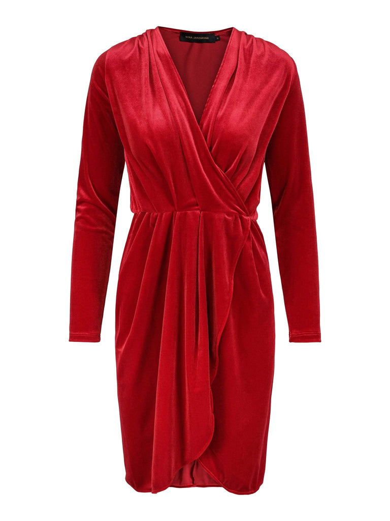 Dress Aldi Short Velvet Red