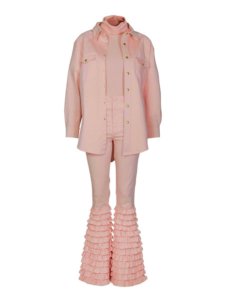 Recycled Trousers Ruffles Pink